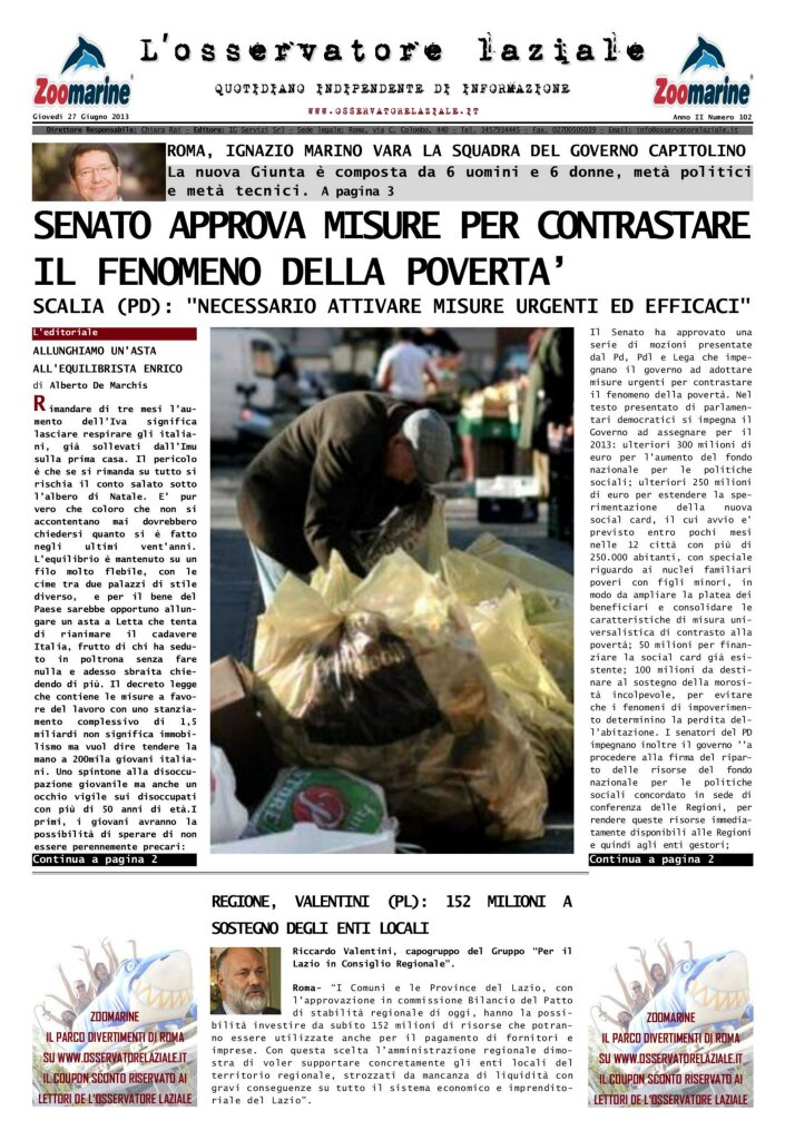 L'osservatore d'Italia edizione del 27 Giugno 2013